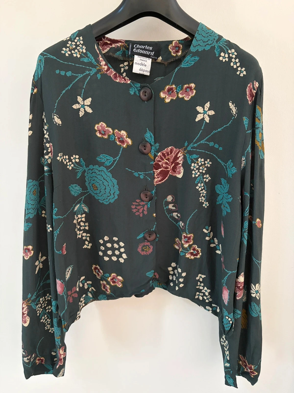 Chemise vintage Charles Edouard Paris 100 % viscose – Fabriquée en France – T. 38